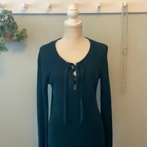 GAP Green Lace-up Sweater